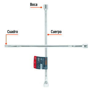 Llave de cruz 20″ pulida y cromada con entrada cuadro 1/2″ COD 18024