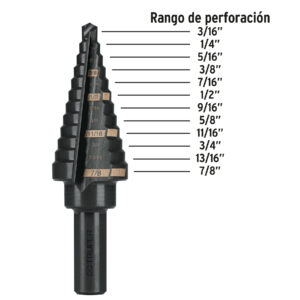Broca escalonada óxido negro 12escalones 3/16″ a 7/8”