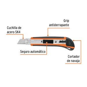 Cuchilla 18 mm profesional con alma metálica y grip