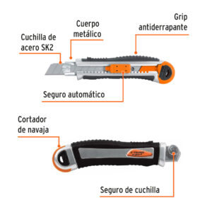 Cuchilla 18 mm trabajo pesado c/alma metálica y grip
