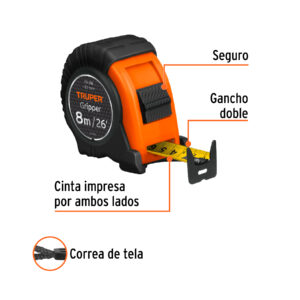 Wincha Gripper contra impactos 8 m cinta 25 mm