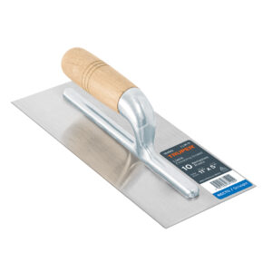 Plancha 11″ canto recto, 10 remaches, mango madera