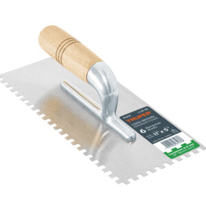 Plancha 11″ dentado cuadrado 1/4″, 6 remaches, mango madera