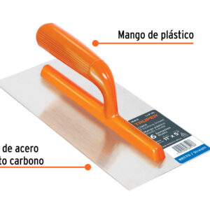 Plancha 11″ canto recto, 6 remaches, mango plástico
