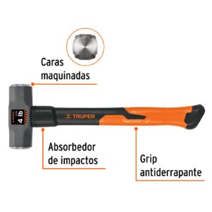 Comba octagonal 4 lb mango de fibra de vidrio 14″