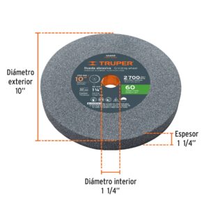 Rueda abrasiva para amoladora de banco 10″, óxido aluminio Gr.60
