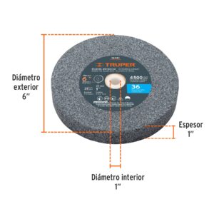 Rueda abrasiva para amoladora 6″, óxido aluminio Gr. 36