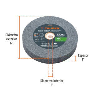 Rueda abrasiva para amoladora 6″, óxido aluminio, Gr. 60