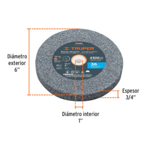 Rueda abrasiva para amoladora 6″ óxido aluminio, Gr. 36