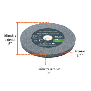 Rueda abrasiva para amoladora 6″, óxido aluminio Gr.60