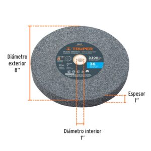 Rueda abrasiva para amoladora 8″, óxido aluminio Gr.36