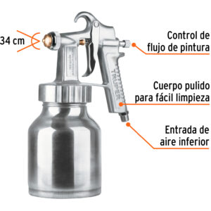 Pistola p/pintar baja presión, 1.5 mm, pulida, entrada inferior