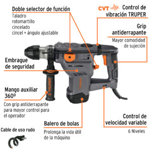 Taladro electroneumático SDS plus 5.0 Joules 220 V