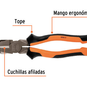 Alicate electricista 9″ uso rudo, alta palanca, Comfort Grip