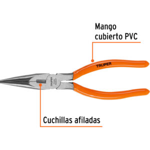 Alicate de punta y corte 8″ mango de PVC